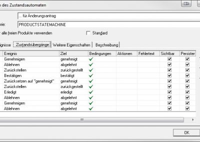 Aktionen und Bedingungen für Änderungsanträge definieren