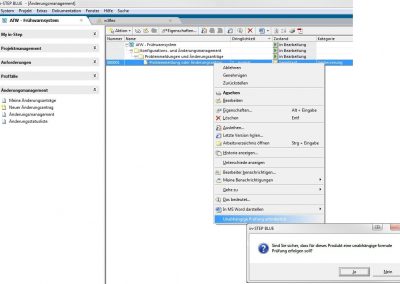 Prüfung von Change Requests in in-STEP BLUE
