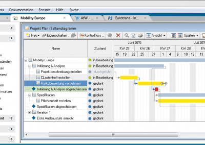 Projektplan mit Terminen in in-STEP BLUE