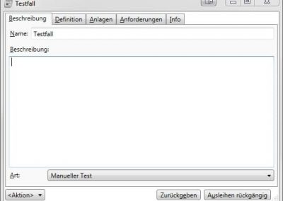Testfall-Formular in in-STEP BLUE