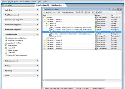 Testpläne mit Testläufen und Testfällen in in-STEP BLUE