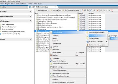 Optionen beim Anforderungsmanagement mit in-STEP BLUE