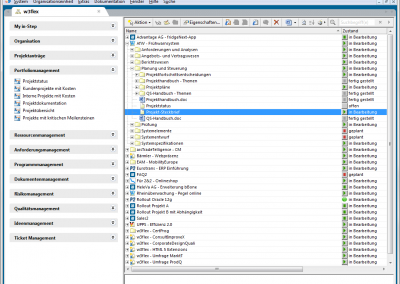 Informationen des Multiprojektmanagements in in-STEP BLUE
