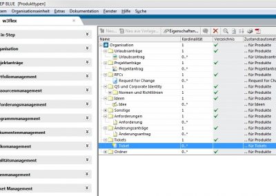 Product types and templates in in-STEP BLUE