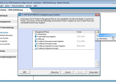 Project planning with PRINCE2 in in-STEP BLUE
