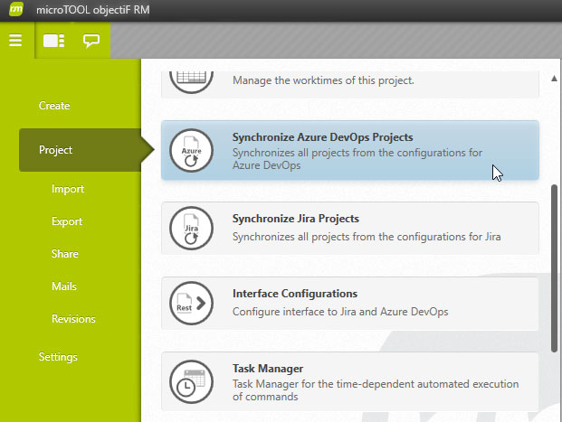 Synchronzing Azure DevOps Projects in objectiF RM