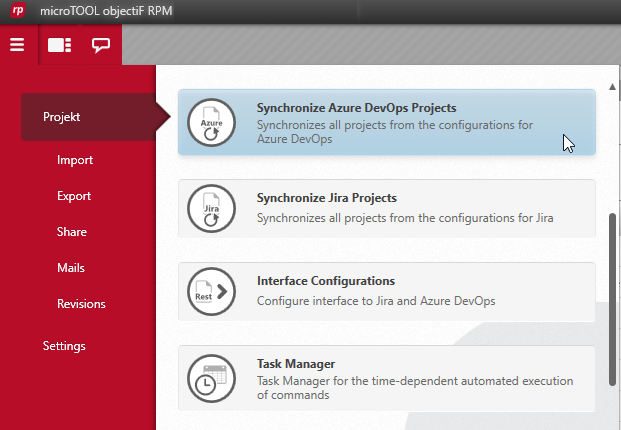 Synchronization with Azure DevOps in objectiF RPM
